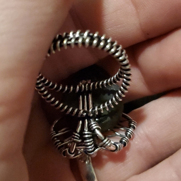 New Unique Wire Wrapped Black Tourmaline Ring. - Picture 6 of 14